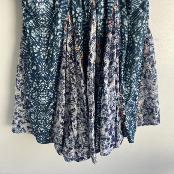 Free People indigo blue print babydoll off the shoulder dress 22279 - Picture 7 of 13